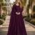 Purple embroidered net semi stitched anarkali suit