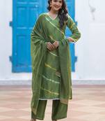 Women Dyed Regular Kurta with Palazzos & With Dupatta