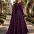 Purple embroidered net semi stitched anarkali suit