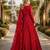 Red embroidered net semi stitched anarkali suit
