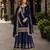 Navy blue premium georgette embroidered semi stitched salwar suit