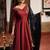Maroon silk zari woven flared gown set