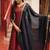Maroon silk zari woven flared gown set