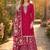 Red roman silk embroidered semi-stitched salwar suit