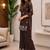 Brown silk blend embroidered kurta set