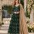 Dark green faux georgette jacquard embroidered work semi stitched anarkali suit