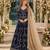 Navy blue faux georgette jacquard embroidered work semi stitched anarkali suit
