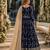 Navy blue faux georgette jacquard embroidered work semi stitched anarkali suit