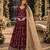 Red faux georgette jacquard embroidered work semi stitched anarkali suit