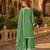 Green heavy chinon semi stitched palazzo suit with embroidey work