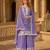 Lavender heavy chinon semi stitched palazzo suit with embroidey work