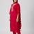Red silk blend embroidered kurta set