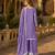 Lavender heavy chinon semi stitched palazzo suit with embroidey work
