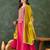 Women's Gorgeous Embroidery Work Vichitra Silk Fabric Flared Kurta Pant and Dupatta Set