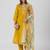 Yellow silk blend printed kurta set