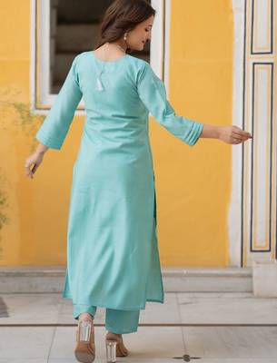 Women Ethnic Motifs Embroidered Regular Thread Work Kurta with Trousers & With Dupatta 4