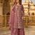 Brown heavy net semi stitched suit with embroidery work