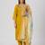 Yellow silk blend printed kurta set