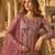 Brown heavy net semi stitched suit with embroidery work