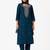 Teal-blue silk blend embroidered kurta set