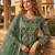 Green heavy net semi stitched suit with embroidery work