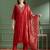 Red rayon embroidered kurta set