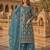 Teal blue heavy net semi stitched suit with embroidery work