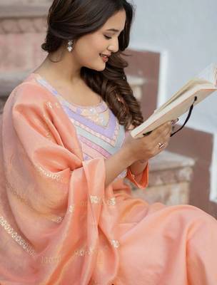 Women Ethnic Motifs Embroidered Regular Sequinned Kurta with Palazzos & With Dupatta 3