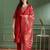 Red rayon embroidered kurta set