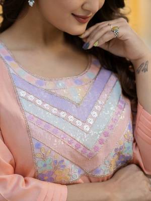 Women Ethnic Motifs Embroidered Regular Sequinned Kurta with Palazzos & With Dupatta 5
