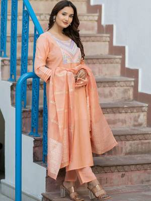 Women Ethnic Motifs Embroidered Regular Sequinned Kurta with Palazzos & With Dupatta 6