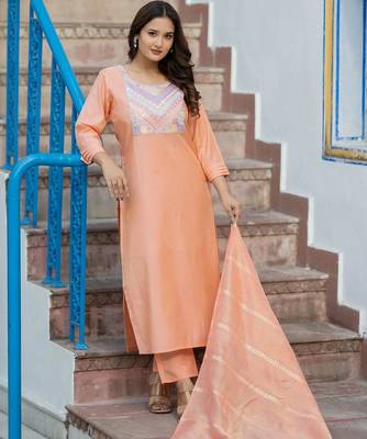 Women Ethnic Motifs Embroidered Regular Sequinned Kurta with Palazzos & With Dupatta 7