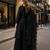 Black net semi stitched sharara suit with heavy sequince work