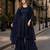 Navy net semi stitched sharara suit with heavy sequince work