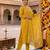 Yellow silk blend embroidered kurta set