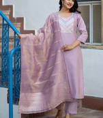 Women Ethnic Motifs Embroidered Regular Thread Work Kurta with Trousers & With Dupatta
