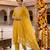 Yellow silk blend embroidered kurta set