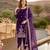 Violet ice velvet semi stitched suit with embroidery work