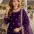 Violet ice velvet semi stitched suit with embroidery work