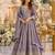 Lavender faux georgette semi stitched anarkali suit with embrodery work
