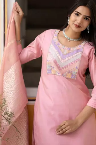 Women Ethnic Motifs Embroidered Regular Thread Work Kurta with Trousers & With Dupatta