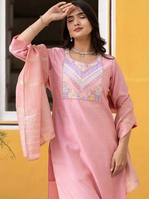 Women Ethnic Motifs Embroidered Regular Thread Work Kurta with Trousers & With Dupatta 6