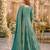 Turquoise faux georgette semi stitched anarkali suit with embrodery work
