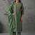 Green silk blend embroidered kurta set