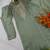 Green silk blend embroidered kurta set