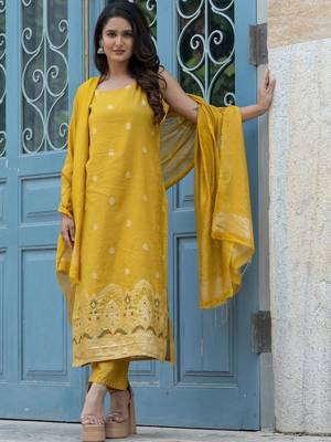 Women Ethnic Motifs Embroidered Regular Kurta with Trousers & With Dupatta 1