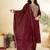 Maroon silk blend embroidered kurta set