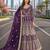 Purple embroidered net semi stitched anarkali suit