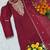 Maroon silk blend embroidered kurta set