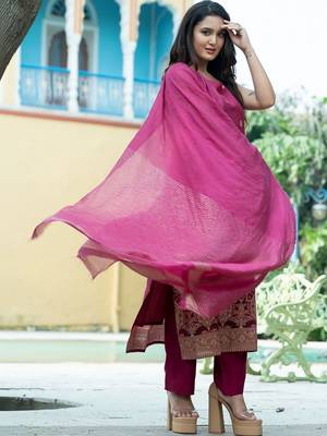 Women Ethnic Motifs Embroidered Regular Kurta with Trousers & With Dupatta 7
